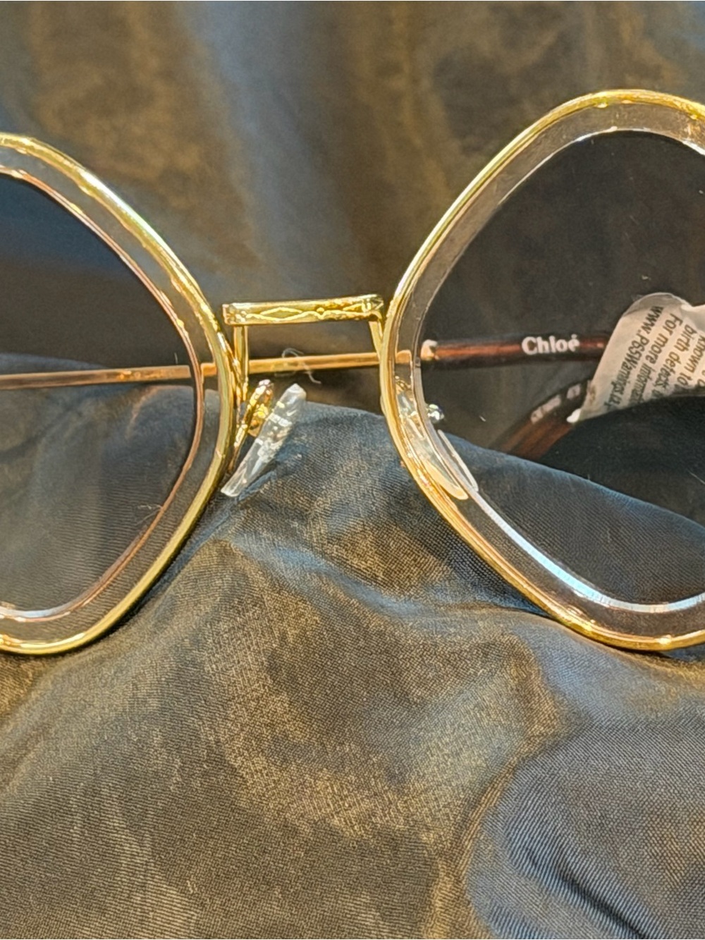 Chloé Gold Round Sunglasses with Gradient Lenses
